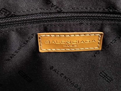 BALENCIAGA BB logo canvas and leather tote bag