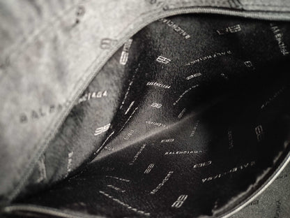 BALENCIAGA BB logo canvas and leather tote bag