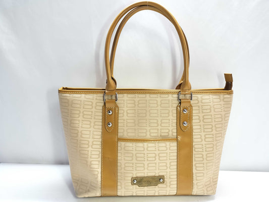 BALENCIAGA BB logo canvas and leather tote bag