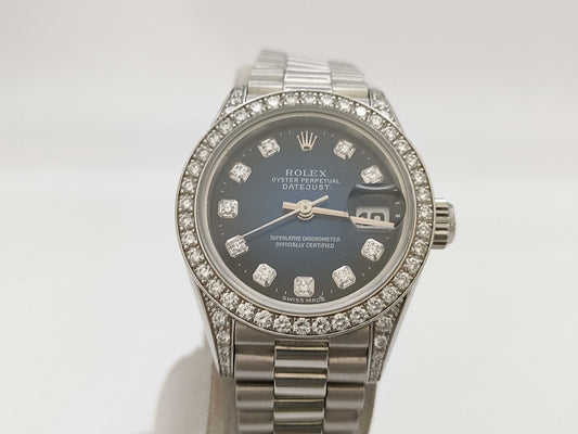 ROLEX 69156G W009073 Bluegrass K18 Women's Watch with Genuine Dial Guarantee