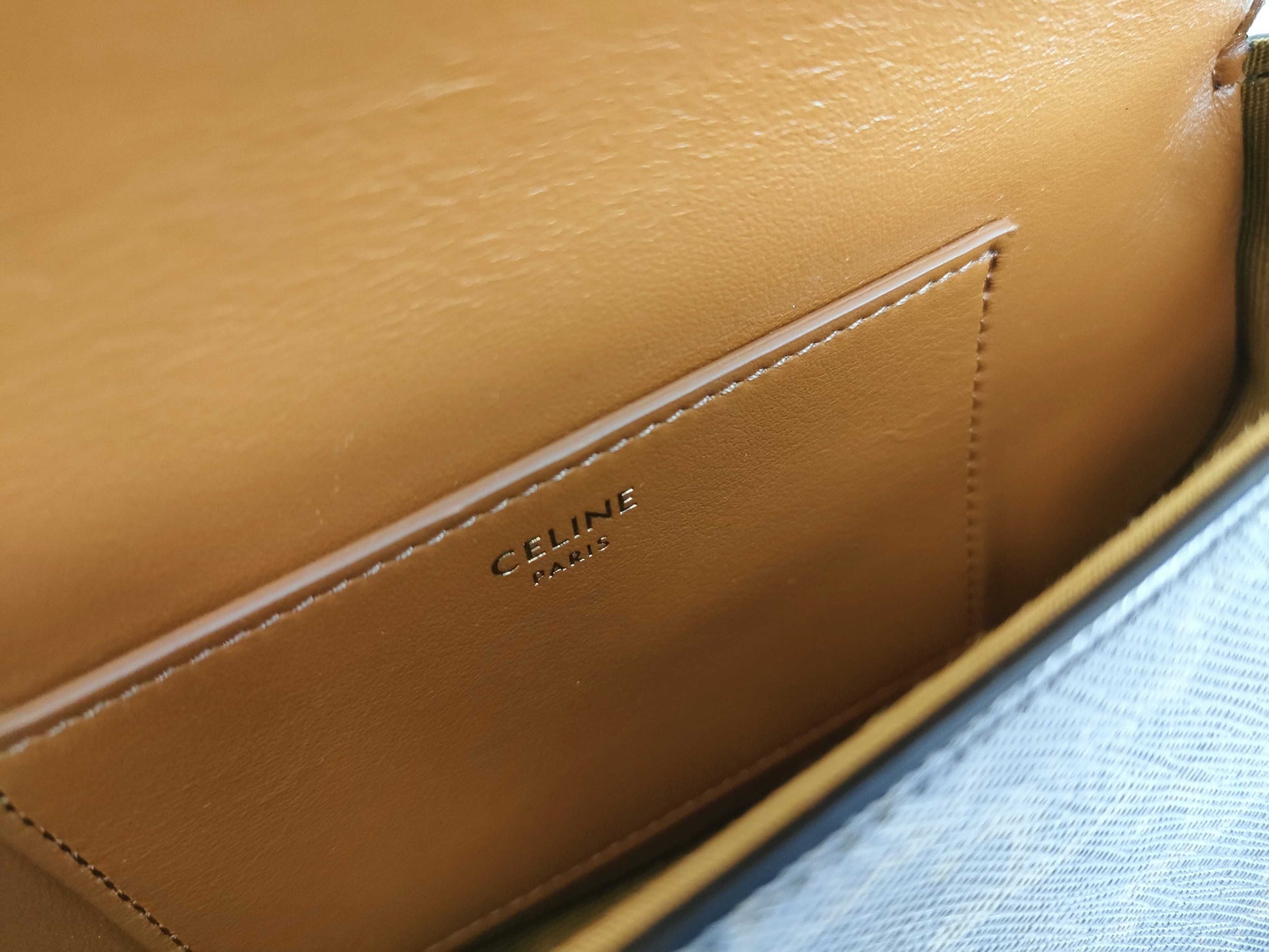 CELINE Triomphe Clutch Taboo PVC and Leather Shoulder Bag Brown