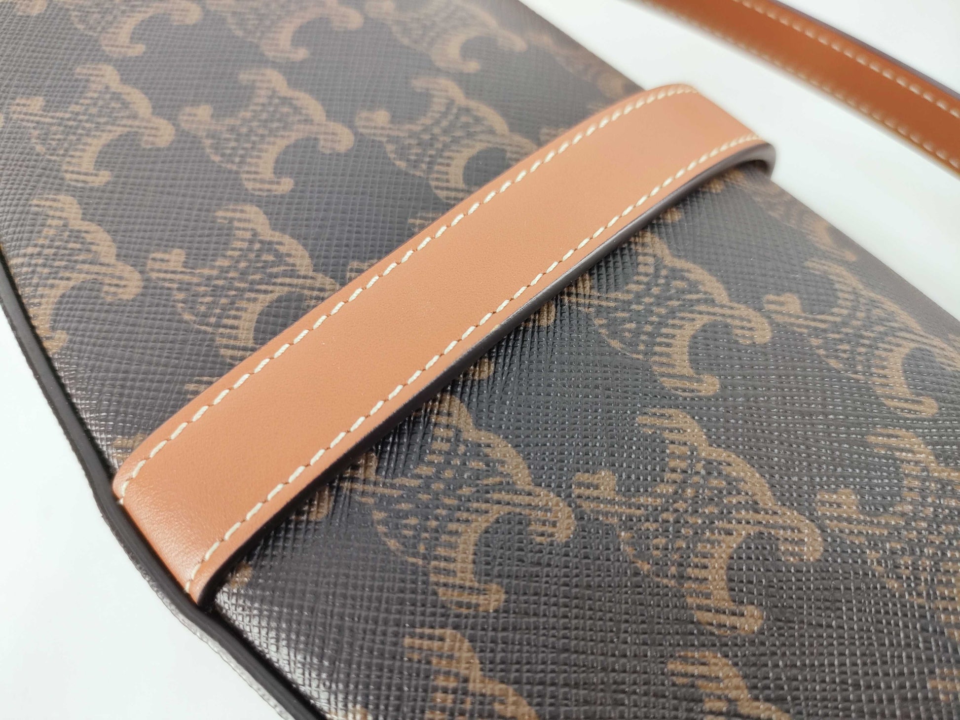 CELINE Triomphe Clutch Taboo PVC and Leather Shoulder Bag Brown