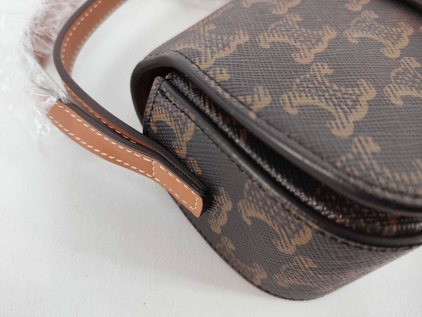 CELINE Triomphe Clutch Taboo PVC and Leather Shoulder Bag Brown
