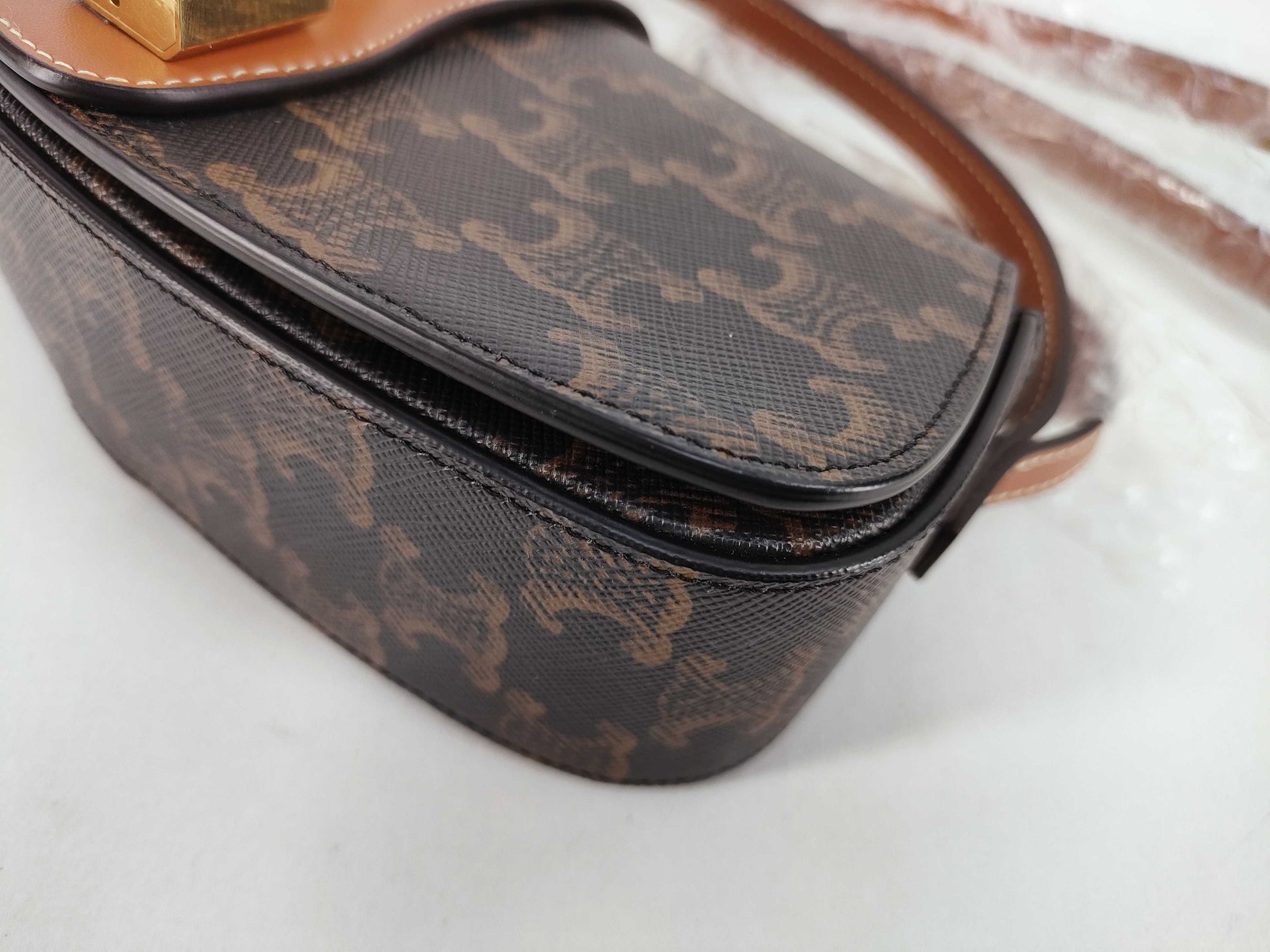 CELINE Triomphe Clutch Taboo PVC and Leather Shoulder Bag Brown