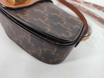CELINE Triomphe Clutch Taboo PVC and Leather Shoulder Bag Brown
