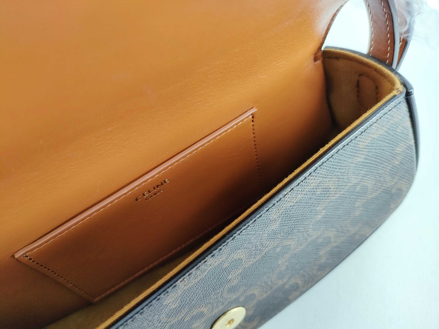 CELINE Triomphe Clutch Taboo PVC and Leather Shoulder Bag Brown