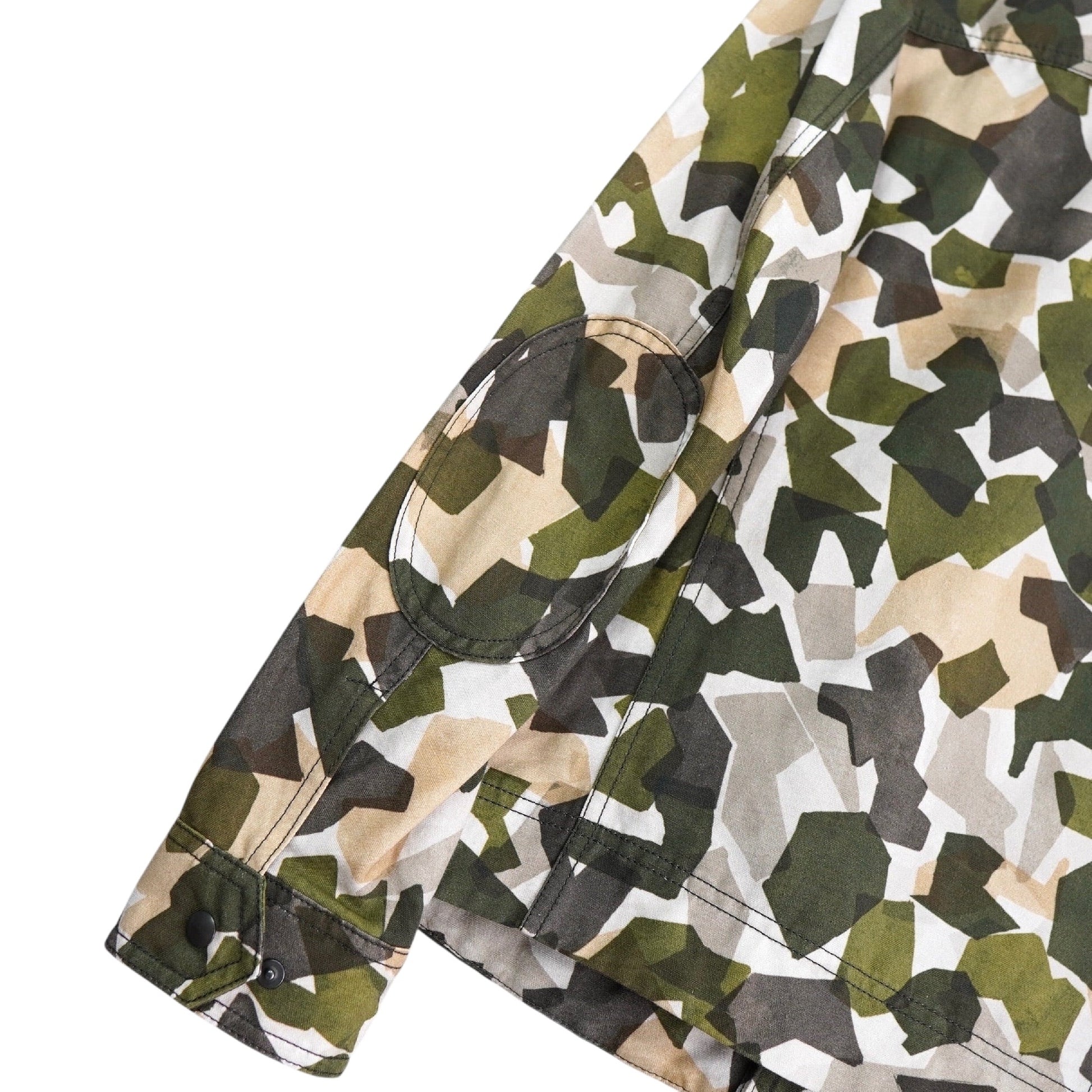 BOTTEGA VENETA Camouflage Stand Collar Cotton Jacket, Khaki/Beige, Size 46