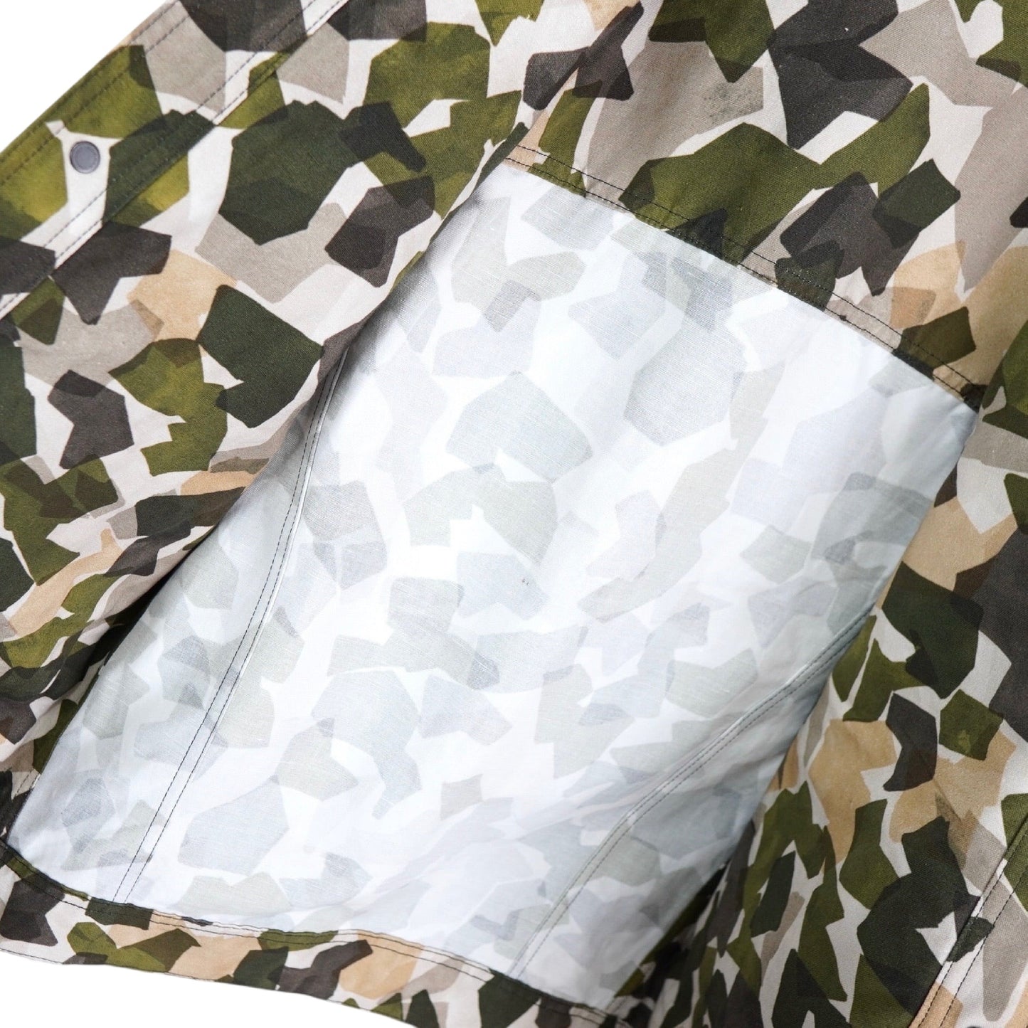 BOTTEGA VENETA Camouflage Stand Collar Cotton Jacket, Khaki/Beige, Size 46