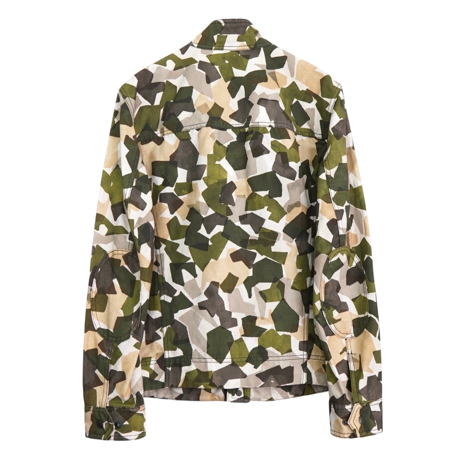 BOTTEGA VENETA Camouflage Stand Collar Cotton Jacket, Khaki/Beige, Size 46