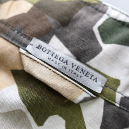 BOTTEGA VENETA Camouflage Stand Collar Cotton Jacket, Khaki/Beige, Size 46