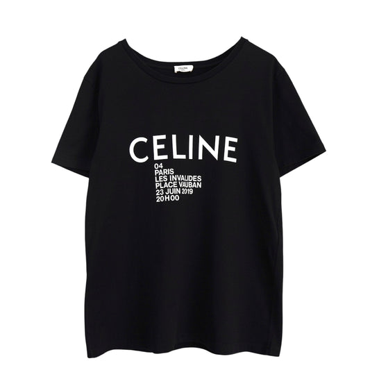 CELINE Classic Logo T-Shirt, Black, Size L