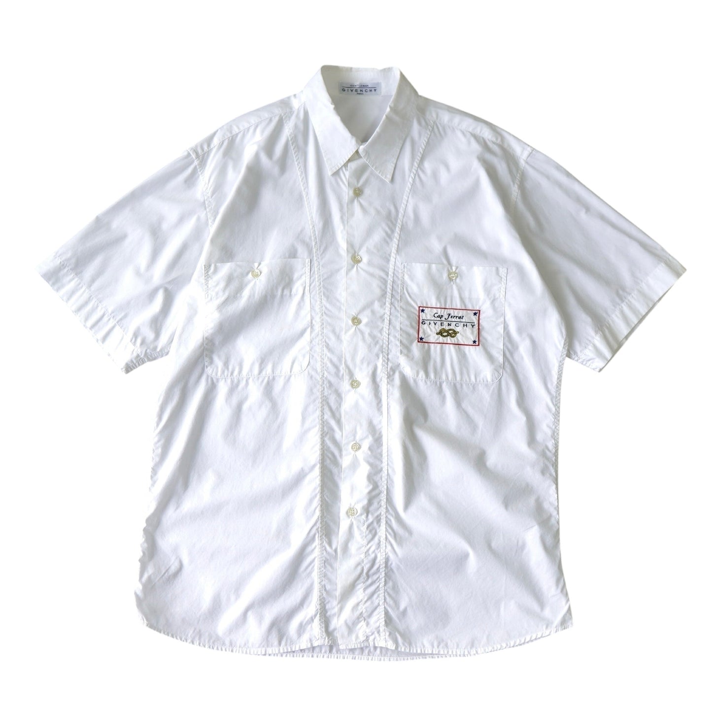 GIVENCHY Short Sleeve Shirt with Marine Logo, White, 1980s-1990s
