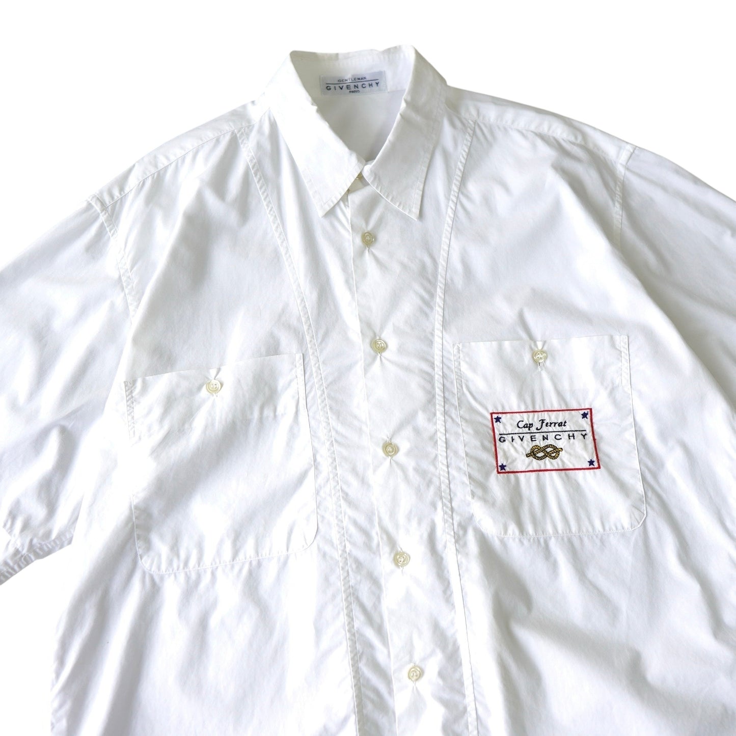 GIVENCHY Short Sleeve Shirt with Marine Logo, White, 1980s-1990s