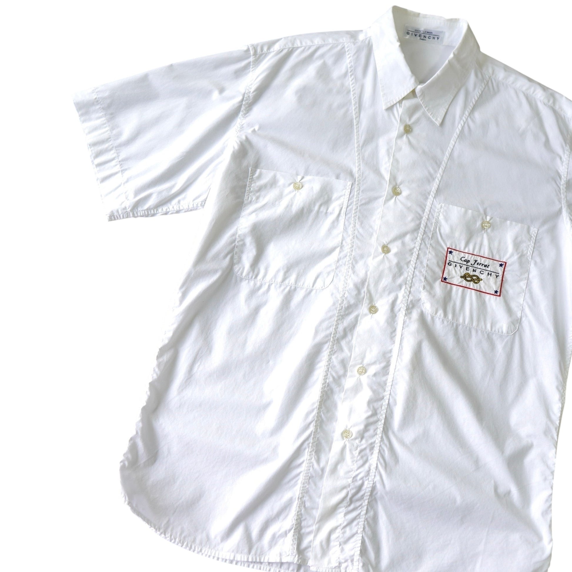 GIVENCHY Short Sleeve Shirt with Marine Logo, White, 1980s-1990s