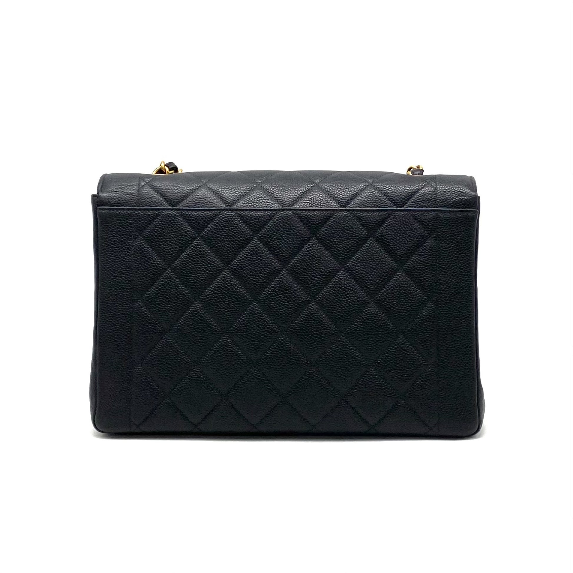 CHANEL Diana Matelasse Turnlock Coco Mark Caviar Leather Chain Shoulder Bag