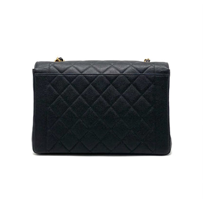 CHANEL Diana Matelasse Turnlock Coco Mark Caviar Leather Chain Shoulder Bag