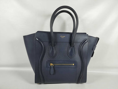 CELINE QT-Cline Blue Celine Mini Luggage Tote Handbag Handbag