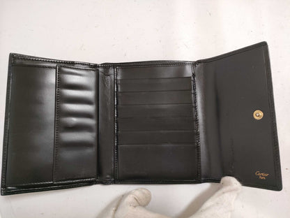 Cartier Panthère Tri-fold Wallet Black x Gold