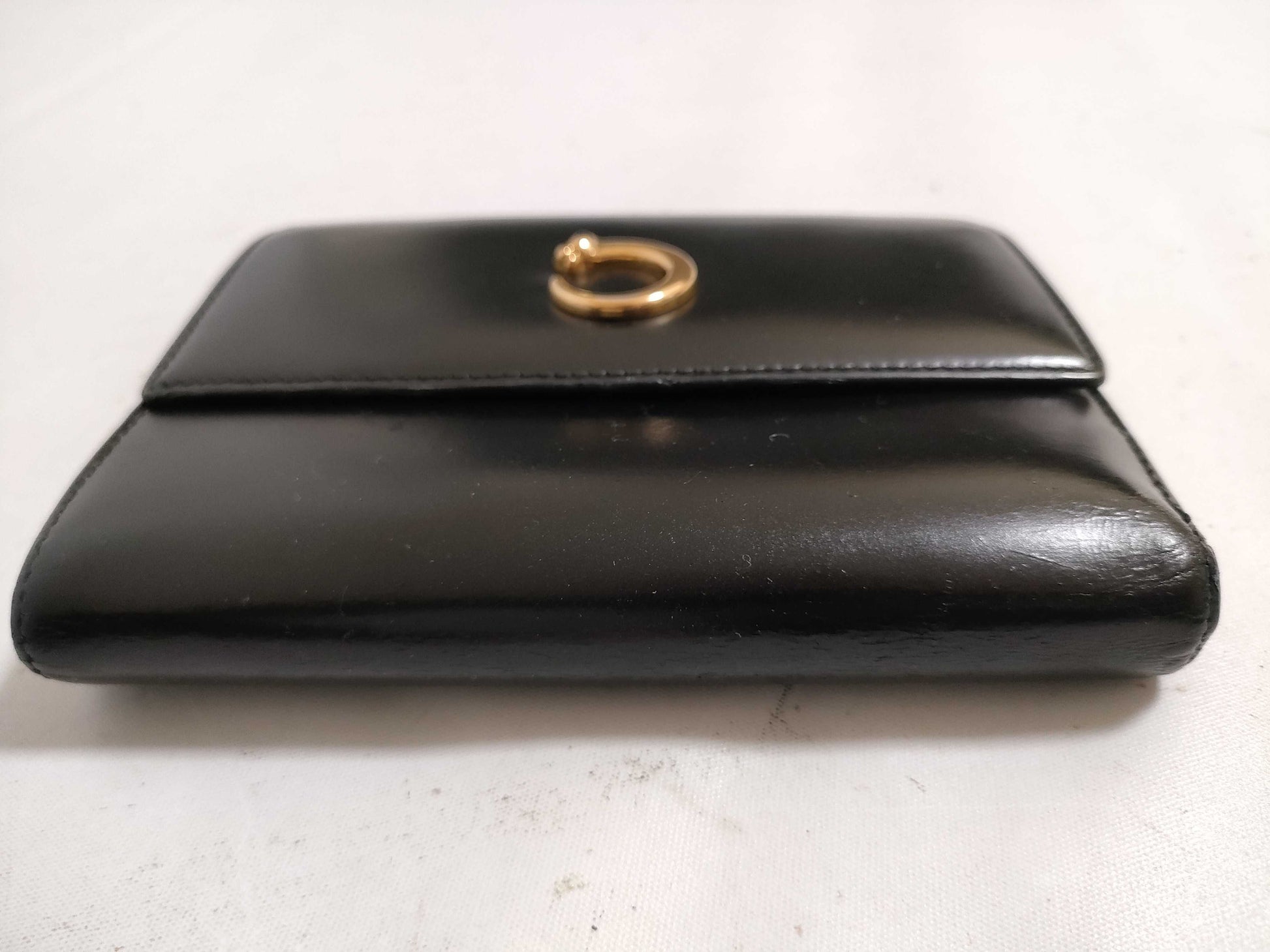 Cartier Panthère Tri-fold Wallet Black x Gold