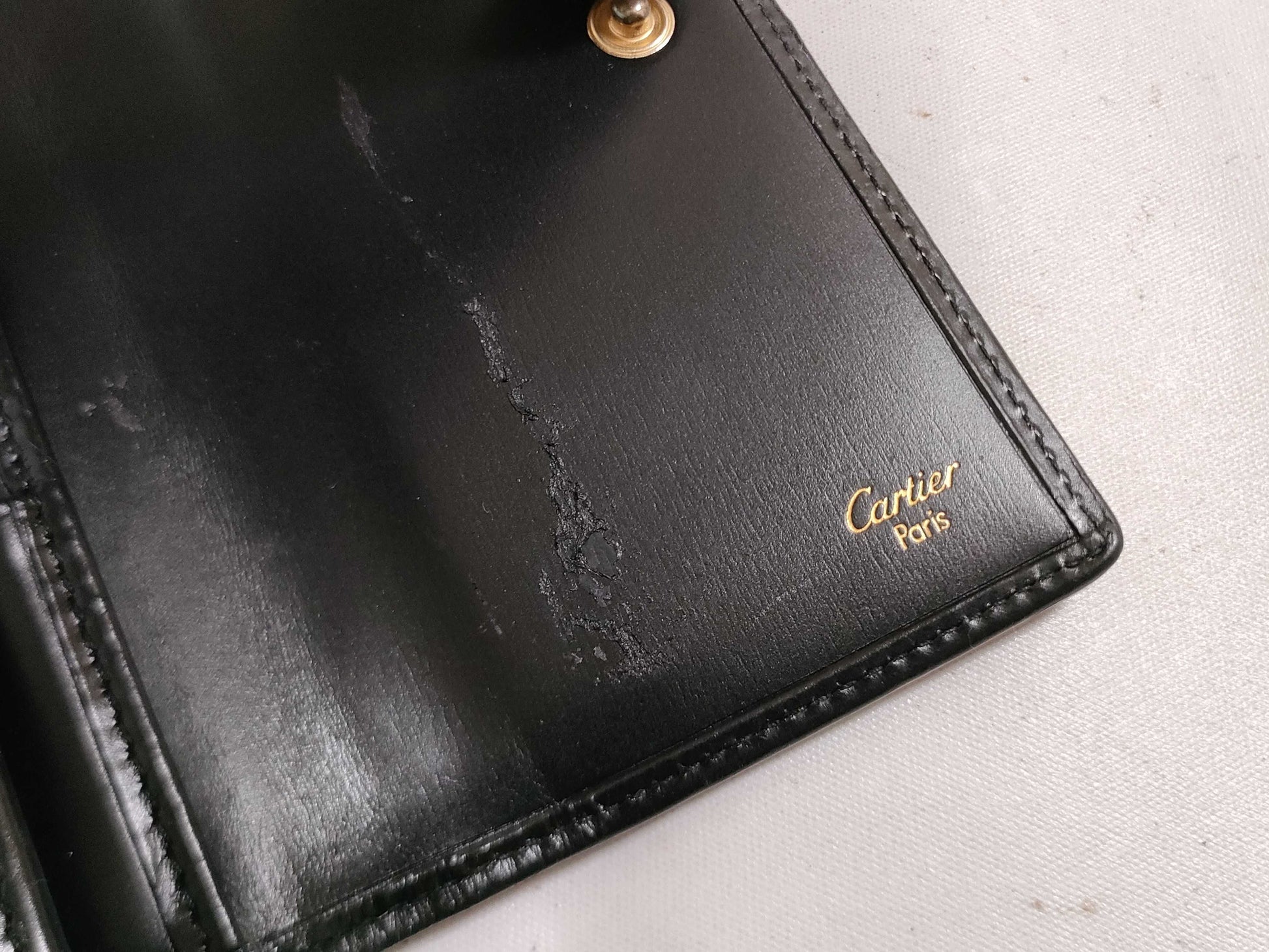 Cartier Panthère Tri-fold Wallet Black x Gold