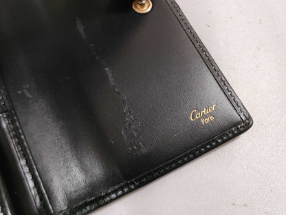 Cartier Panthère Tri-fold Wallet Black x Gold