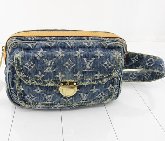 LOUIS VUITTON Monogram Denim Bum Bag Blue M95347 SR1027 Waist Bag