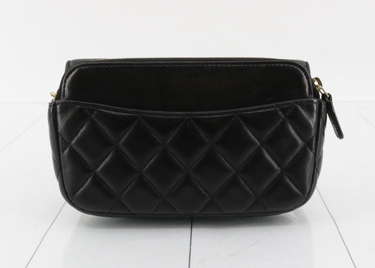 CHANEL Matelasse Chain Wallet Black Charm No. 31 Shoulder Bag