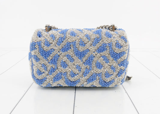 BURBERRY Sequin Blue Silver Chain Shoulder Bag