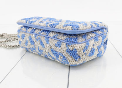 BURBERRY Sequin Blue Silver Chain Shoulder Bag