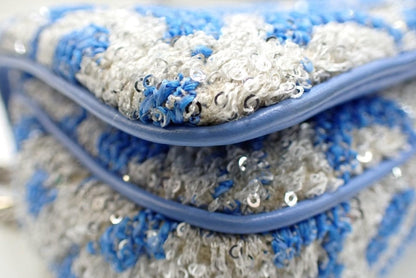 BURBERRY Sequin Blue Silver Chain Shoulder Bag