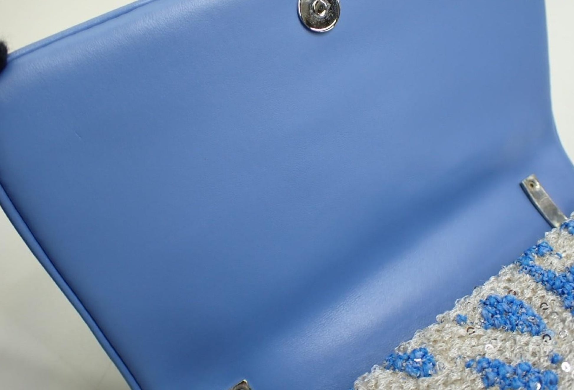 BURBERRY Sequin Blue Silver Chain Shoulder Bag