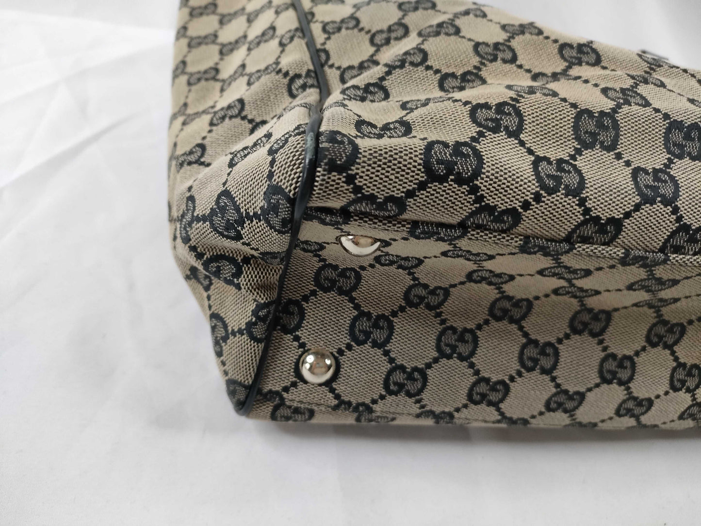GUCCI GG Canvas GG Canvas x Leather Black Tote Bag