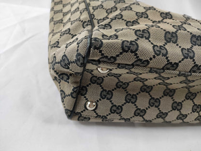 GUCCI GG Canvas GG Canvas x Leather Black Tote Bag