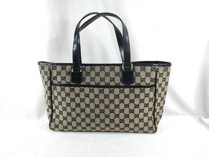 GUCCI GG Canvas GG Canvas x Leather Black Tote Bag