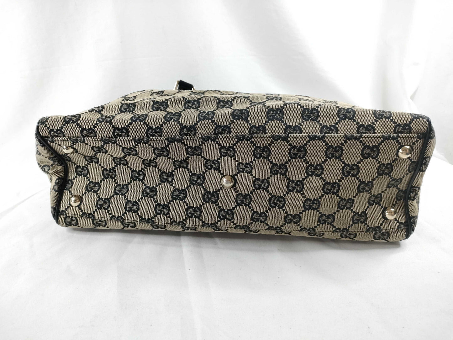 GUCCI GG Canvas GG Canvas x Leather Black Tote Bag