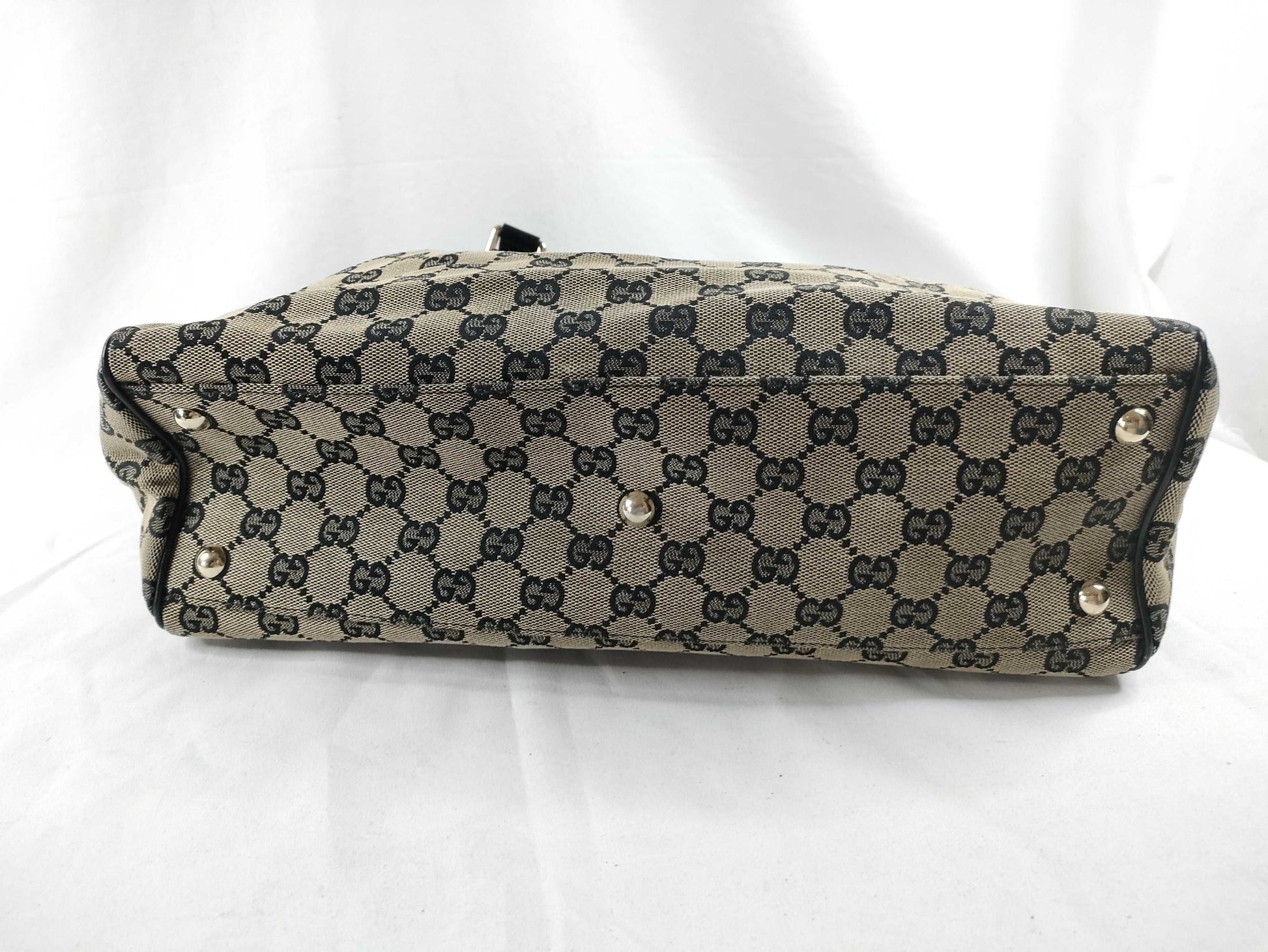 GUCCI GG Canvas GG Canvas x Leather Black Tote Bag