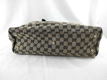 GUCCI GG Canvas GG Canvas x Leather Black Tote Bag