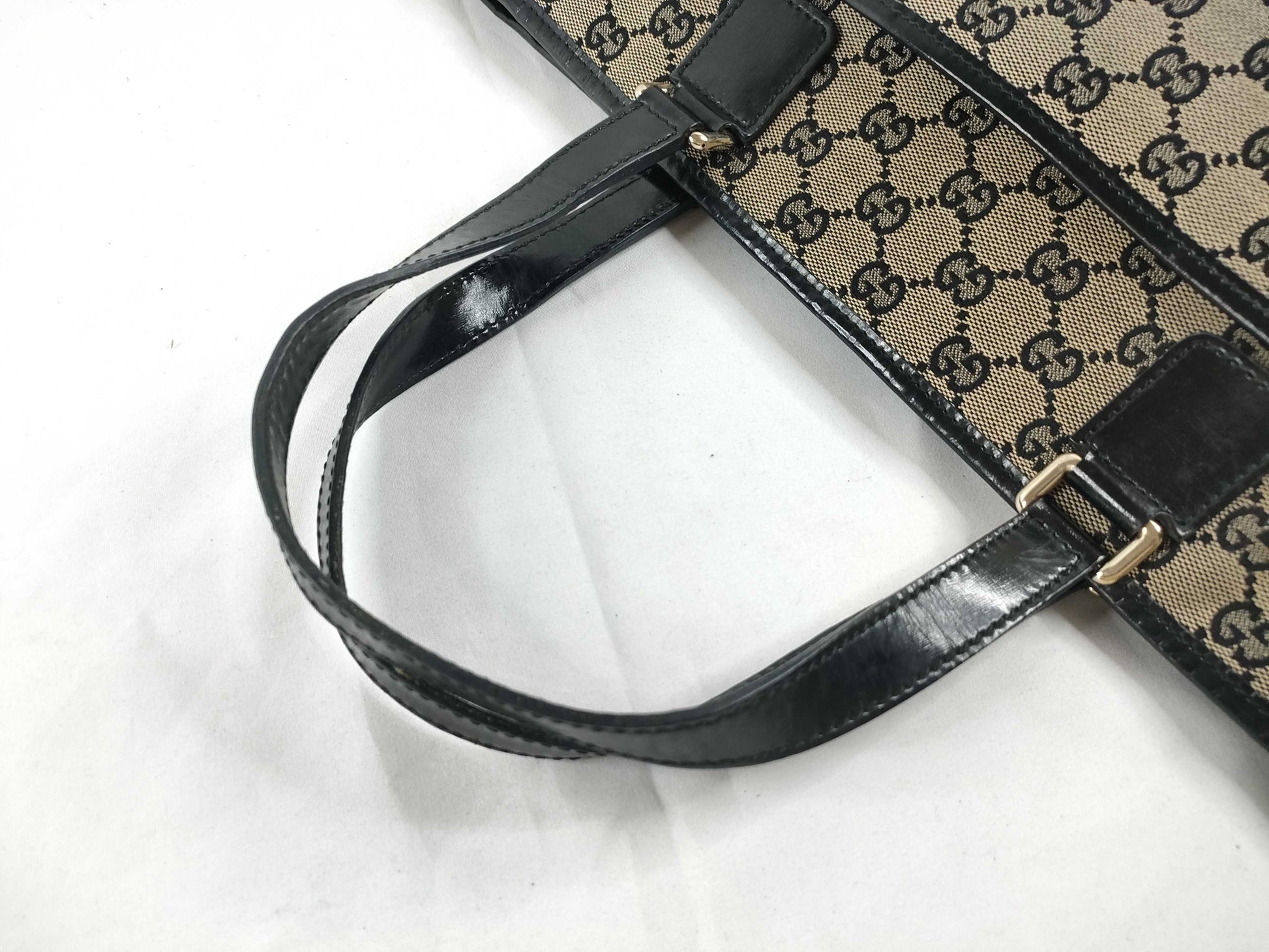 GUCCI GG Canvas GG Canvas x Leather Black Tote Bag