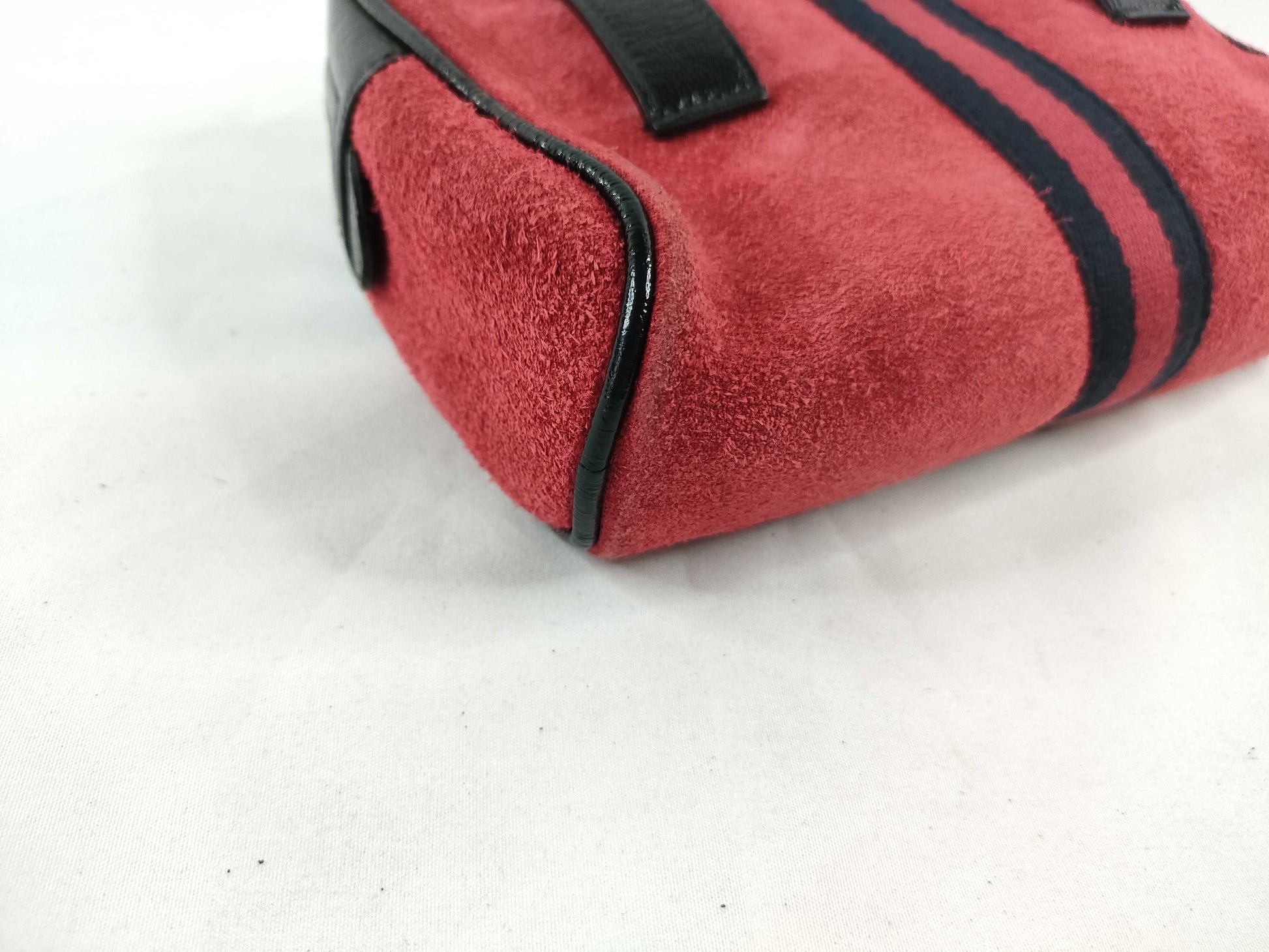 GUCCI Web Ophidia Suede and Patent Leather Waist Bag