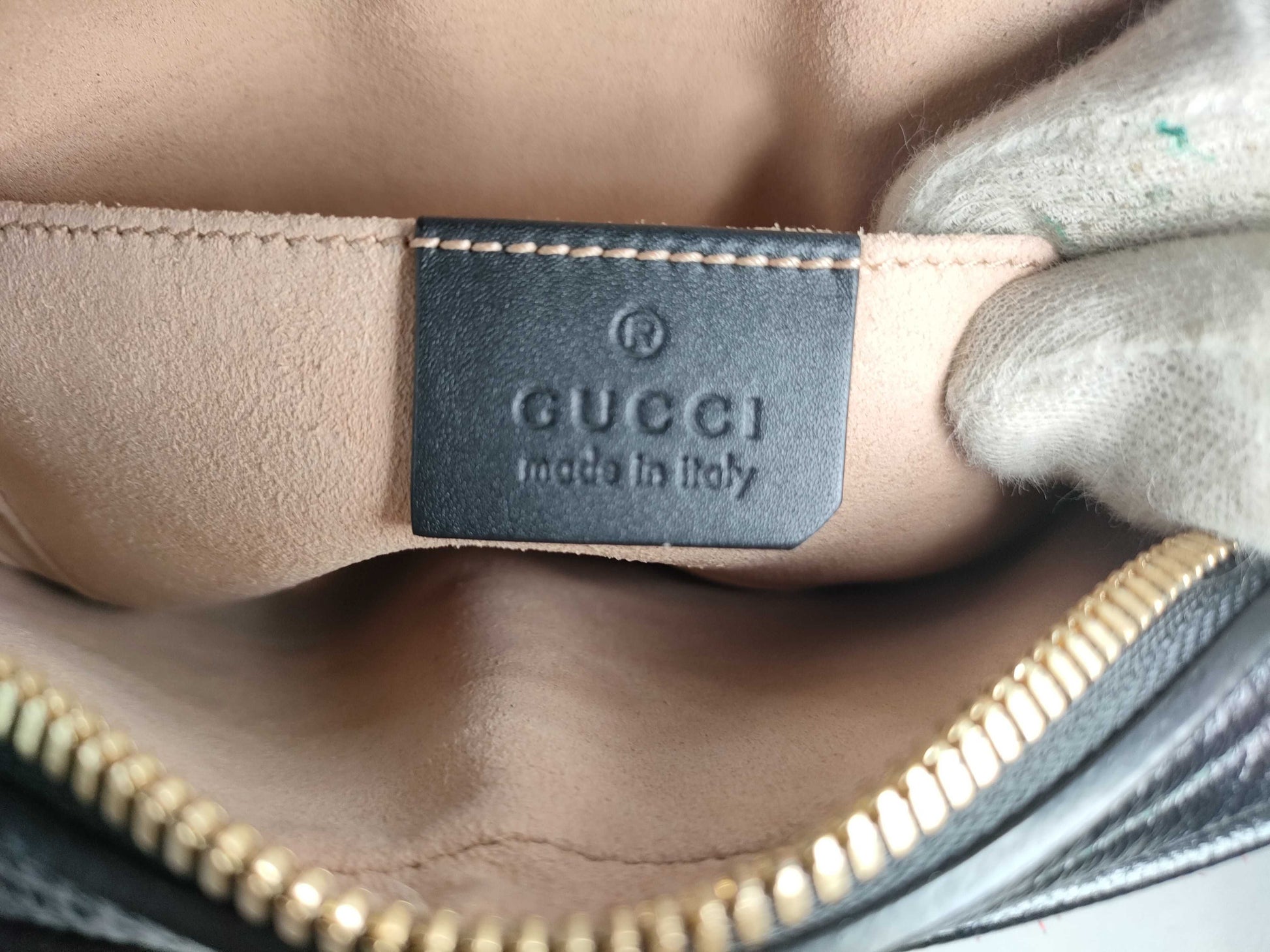 GUCCI Web Ophidia Suede and Patent Leather Waist Bag