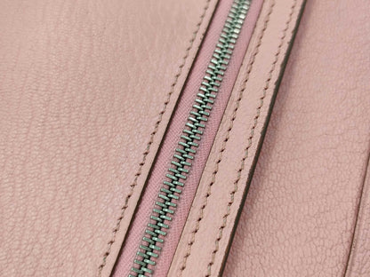 HERMES Bearn Soufflet Chevre Pink □R SV Hardware Wallet