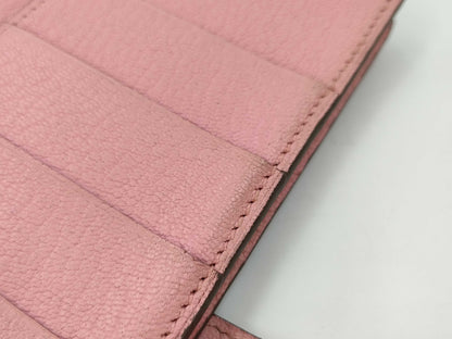 HERMES Bearn Soufflet Chevre Pink □R SV Hardware Wallet