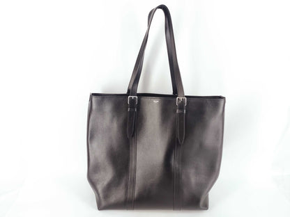 CELINE Cabas Tote Bag, Large Leather Buckle, Black