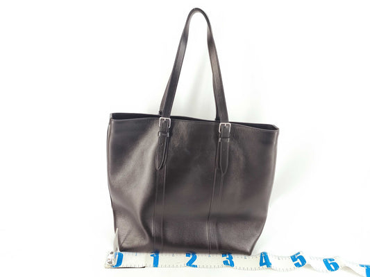CELINE Cabas Tote Bag, Large Leather Buckle, Black
