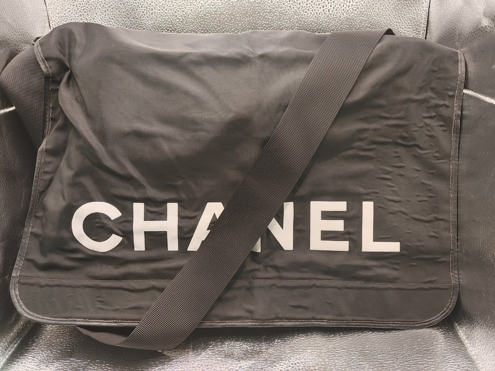 CHANEL Chanel Logo Shoulder Bag/Messenger Bag with Seal 2928575 Nylon Black Shoulder Bag