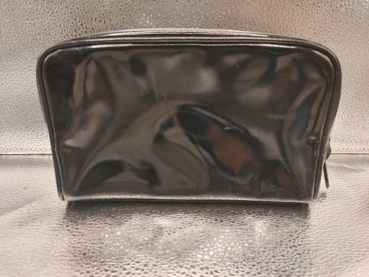 CHANEL Coco Mark Pouch Vanity Bag with Guarantee Card, Patent Leather, Black Vanity Bag