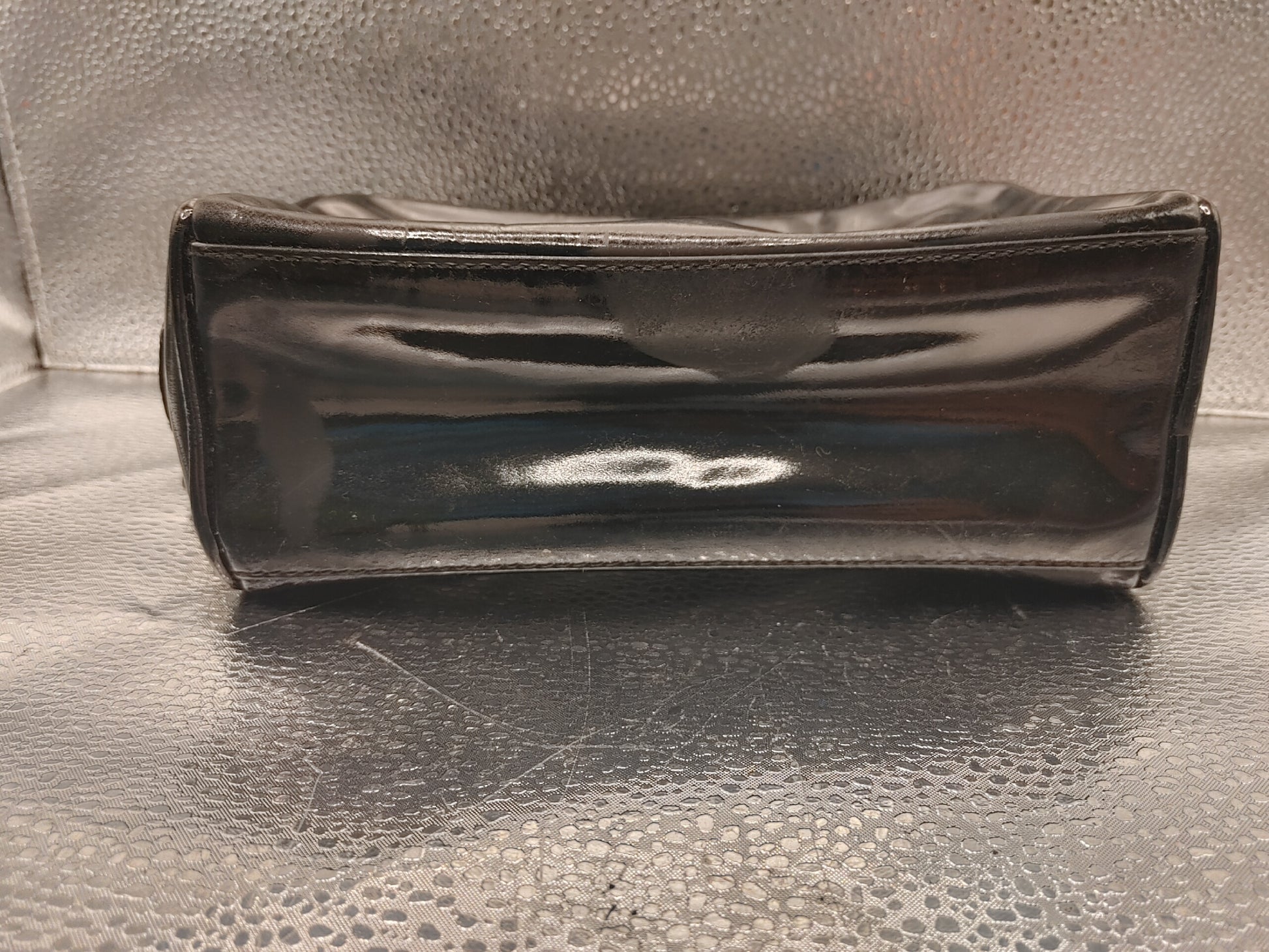 CHANEL Coco Mark Pouch Vanity Bag with Guarantee Card, Patent Leather, Black Vanity Bag
