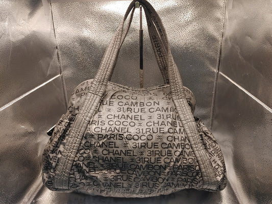 CHANEL Unlimited Seal 12581101 Nylon Silver Tote Bag