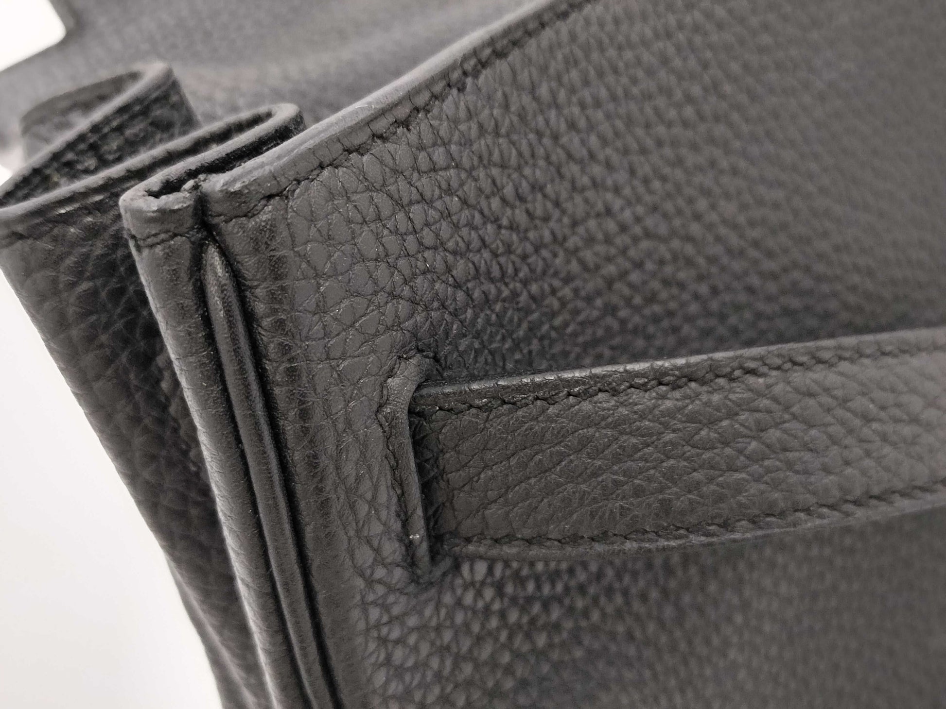 HERMES HERMES BAG KELLY 32 SQUARE M STAMP BLACK TOGO PHW Handbag