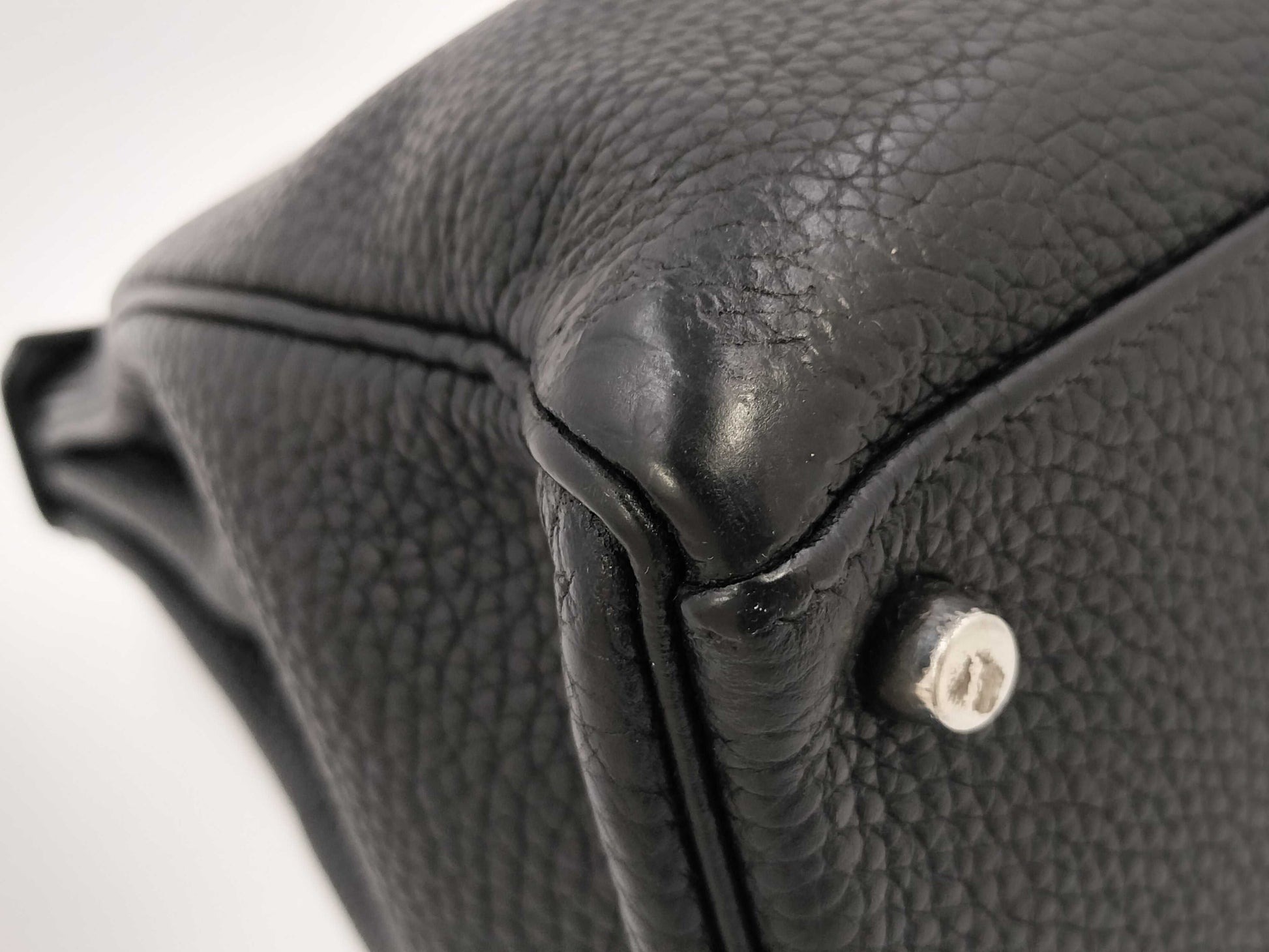 HERMES HERMES BAG KELLY 32 SQUARE M STAMP BLACK TOGO PHW Handbag